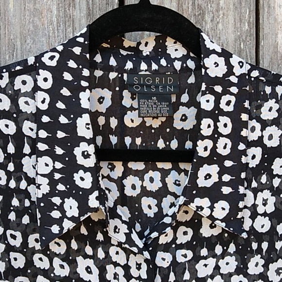 Sigrid Olsen Floral Blouse 16 - Picture 4 of 13